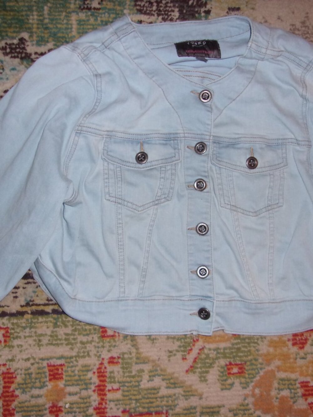 Torrid size 2 womens light blue jean denim jacket coat stretch 2x